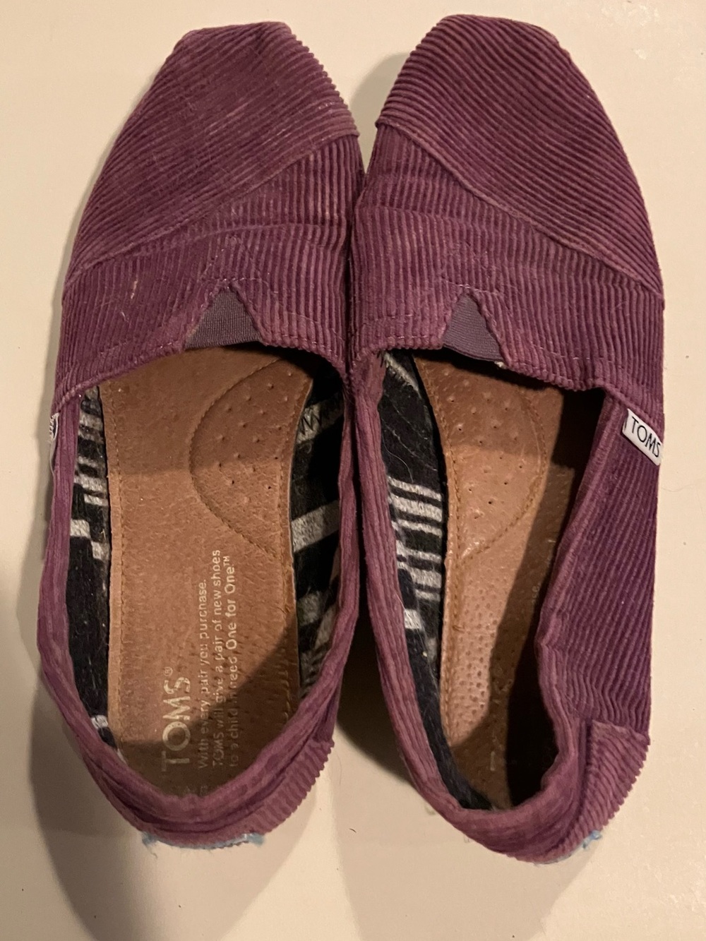 Toms Corduroy Slip-On Flats in Plum